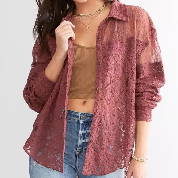 Gimmicks Sheer Lace Blouse Sz Small - Picture 2 of 5